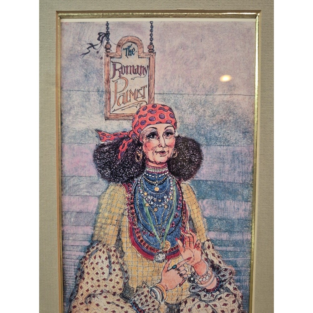 Bob Holloway Romania Gypsy Signed 161/600 Framed Matted Printed Romary Palmist